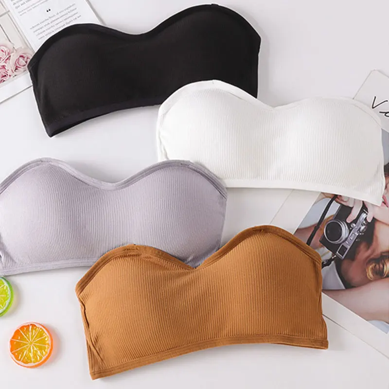 

Sexy Seamless Strapless Tube Top Women Push Up Bra Chest Wrap Underwear Sexy Lingerie With Padded Solid Crop Top Invisible Bra