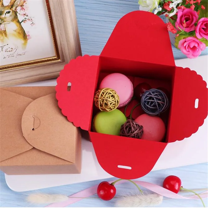 Коробки подарочные из крафт-бумаги 9x9x6 см 12x12x9 коричневые/красные/белые/черные