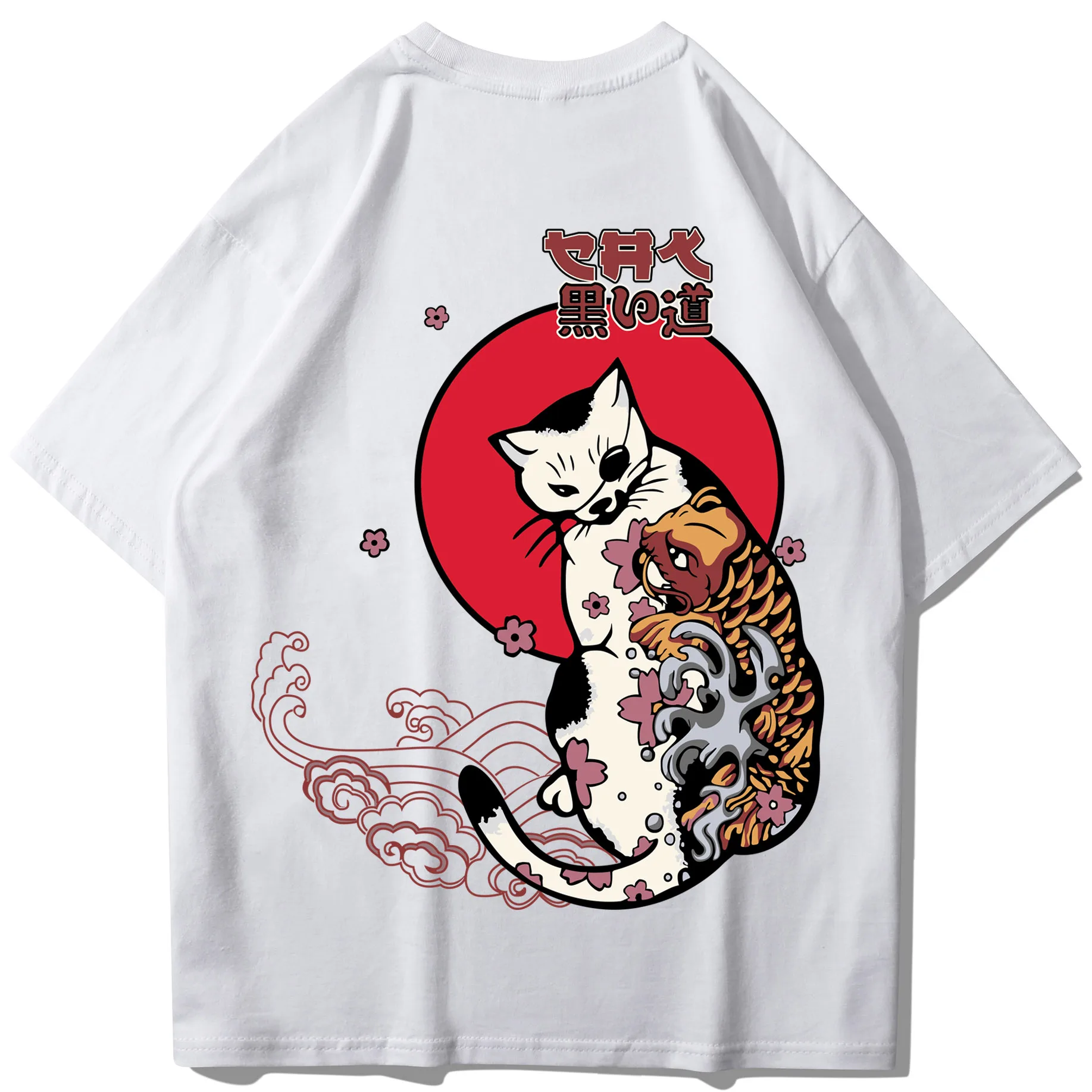 Лидер продаж Мужская футболка модный стиль принт Ukiyo Cat футболки и топы в стиле