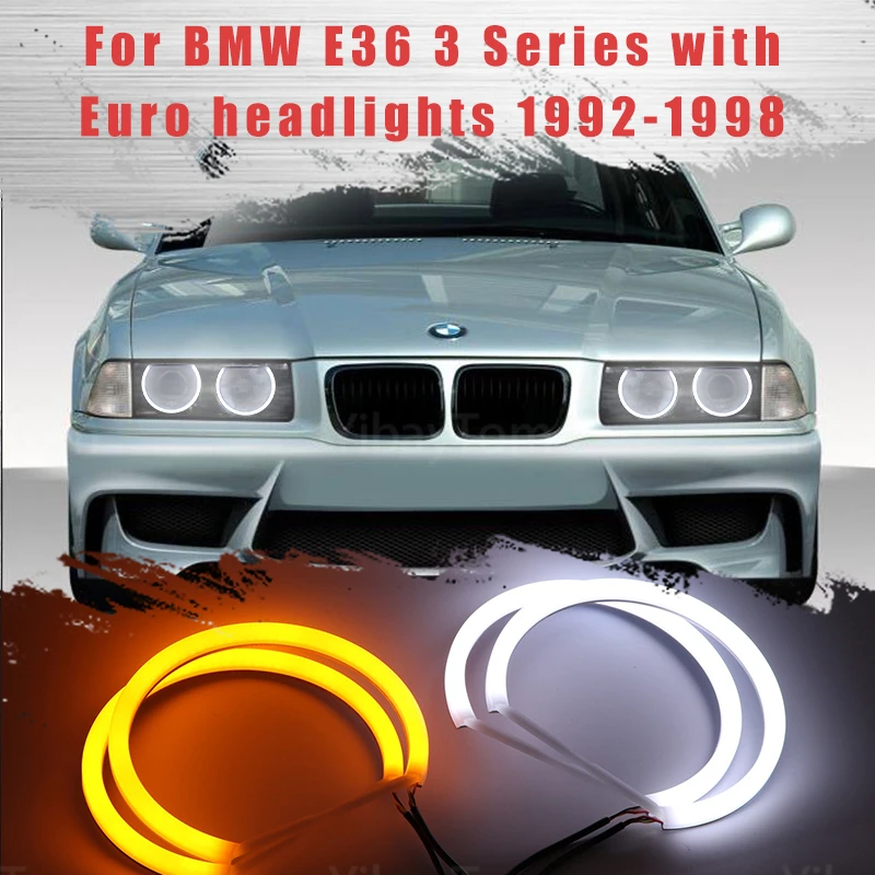 

LED SMD Cotton Light Switchback Angel Eye Halo Ring DRL Kit for BMW E36 3 Series with Euro Headlights 1992-1998