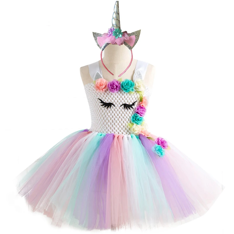 Christmas Girls Dress Kids Dresses For Unicorn Party Children Clothing Cosplay Gauze 3-10 years old | Детская одежда и обувь