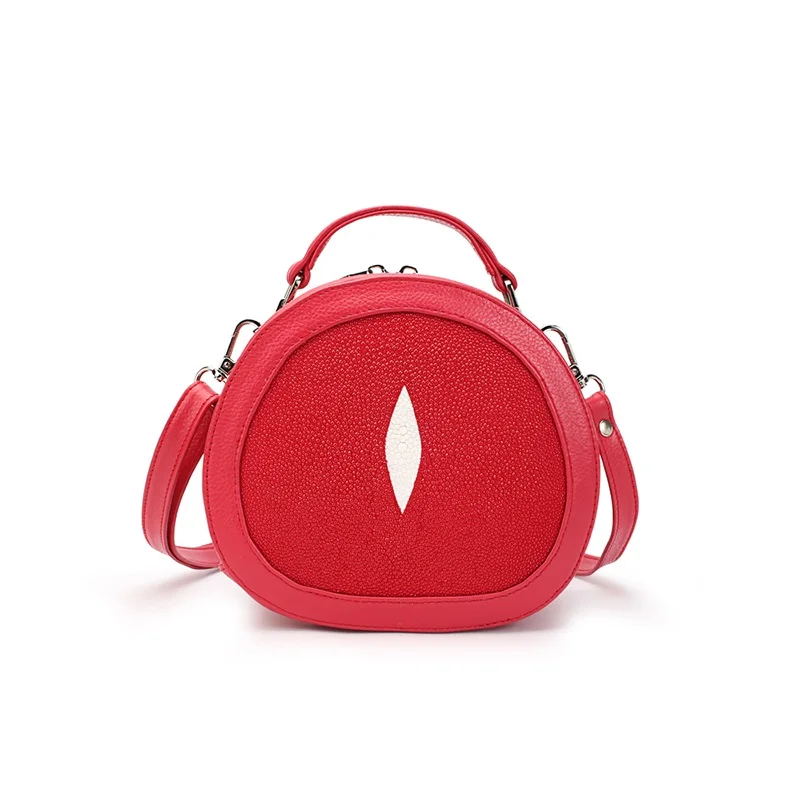 Настоящая тайская Женская мини-сумочка из кожи ската красная женская сумка через