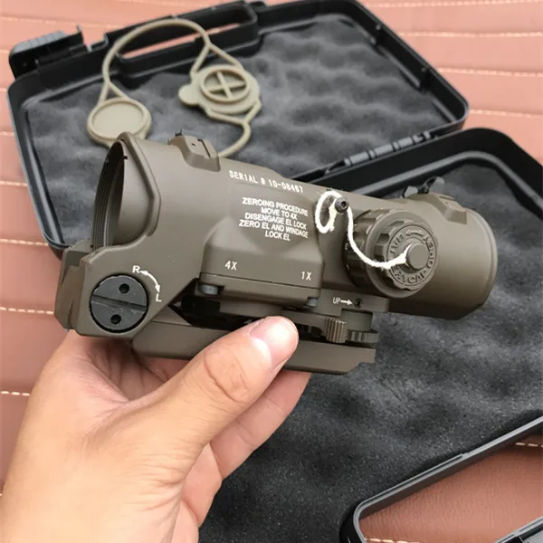 Tactical Rifle Scope 1x-4x Fixed Dual Purpose optical sight Red illuminated Dot Sight for Hunting Shooting DE color | Спорт и