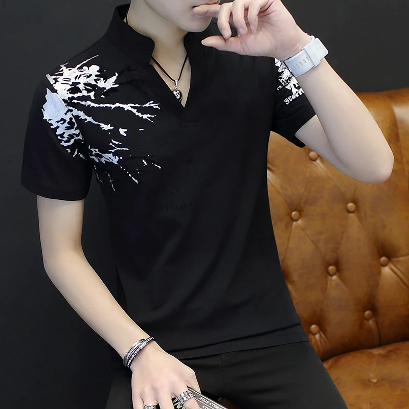 Высококачественная тонкая мужская футболка 2020 Новая Модная хлопковая с