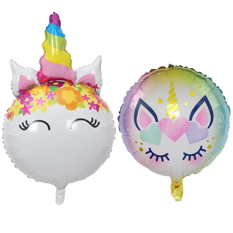 

1pcs 86x54cm cartoon unicorn horse head balloon baby birthday party unicorn theme layout supplies aluminum foil balloons