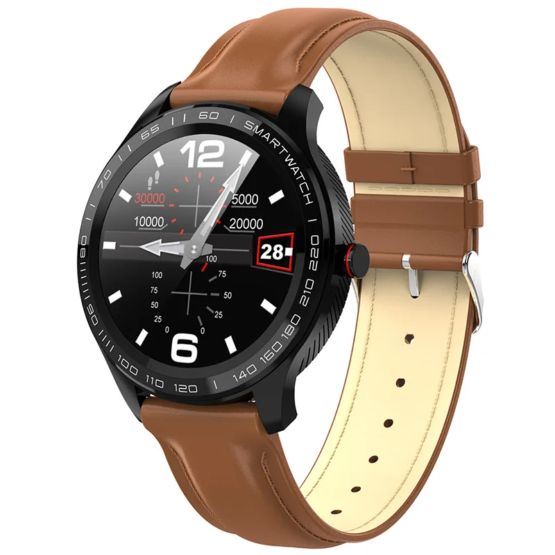 Смарт-часы Timewolf TW9 ECG PPG для мужчин, полный круглый экран, сердечный ритм, умные часы IP68, водонепроницаемые Смарт-часы для мужчин, для Android IOS - Цвет: Brown Leather