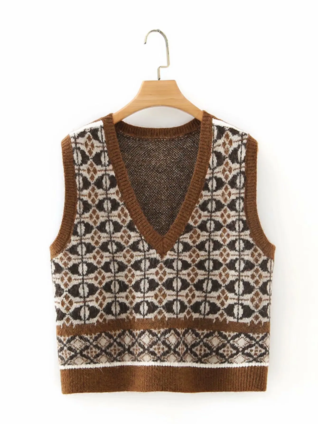 

Women Sweater Vest Waistcoat Vintage Knitted Vest Women'S Pullover V-Neck Loose Casual Sleeveless Sweater Shirt Embroider Tops
