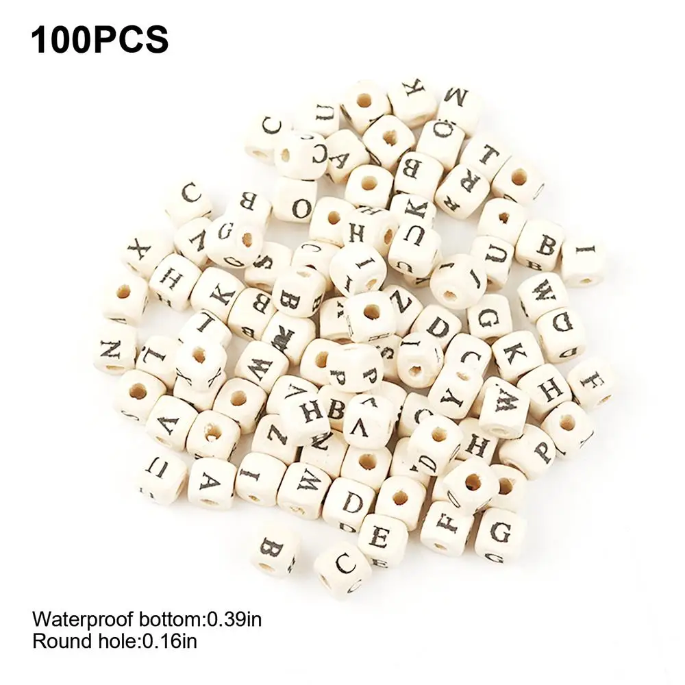

100Pcs 10mm Natural Mixed Wooden Letter Alphabet Beads Loose Spacer Beads For DIY Bracelet Jewelry Making Handmade Accessories