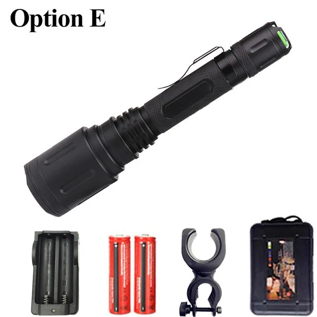 powerful LED flashlight torch 20000LM XHP50 Zoom Tactical defense flashlight Lantern Use 18650 Battery For Camping hunting light - Испускаемый цвет: E