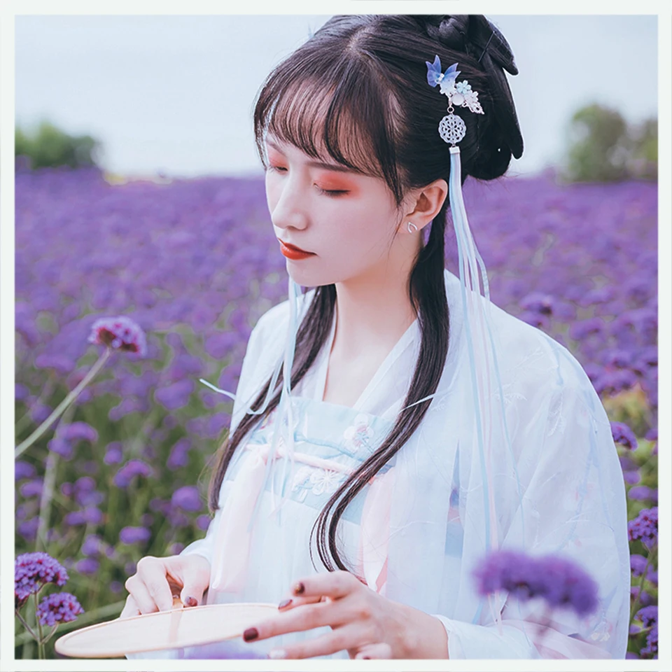 Китайский Hanfu аксессуары древний стиль Бабочка, любовь, цветок палочки для волос ювелирные изделия Фея стиль аксессуары для волос в стиле ханьфу головной убор