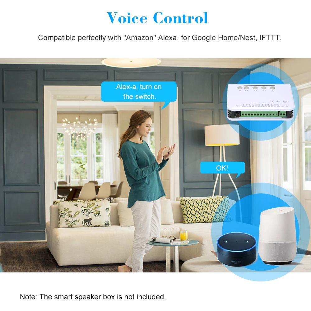 

Wi-Fi RF 433 4 Gang - mote Control ler Amazon Alexa