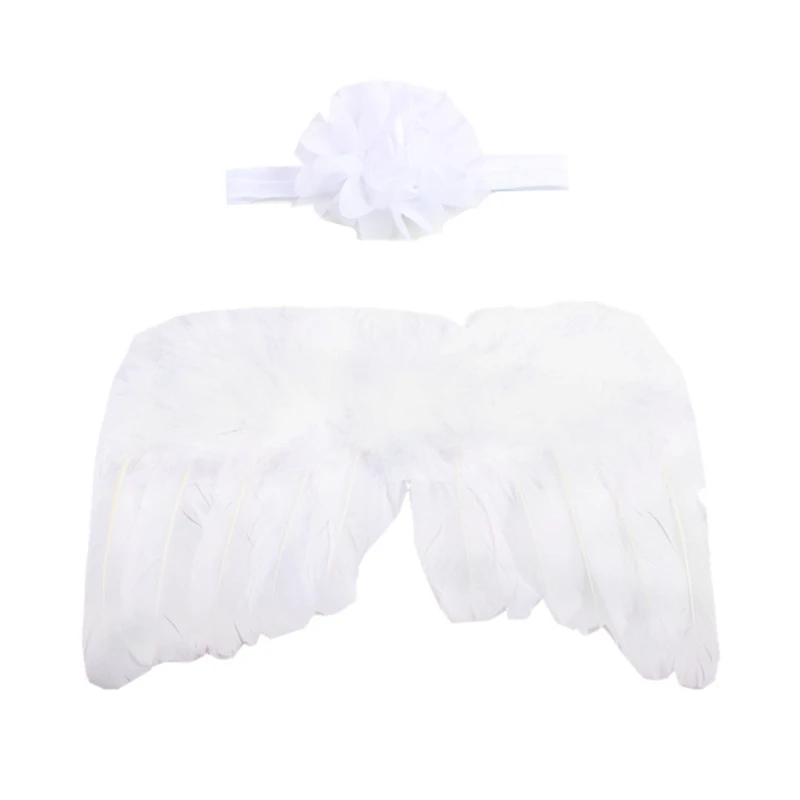 6 новорожденных детей милые перья Крылья ангела с прекрасным большим цветком