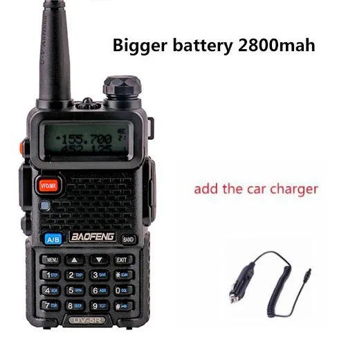 add car charger Baofeng UV-5r walk talk 2800 мАч baufeng 5 Вт рация 10 км УКВ радиостанция мобильный двухдиапазонный радиоприемник woki toki - Цвет: add car charger
