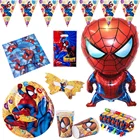 Superhero на тему Человека-паука украшения для дня рождения, набор одноразовой столовой посуды, бумажная Бриллиантовая скатерть