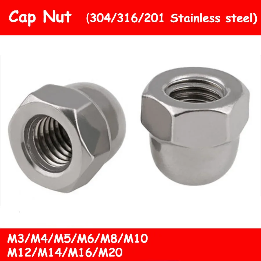 100 шт. шестигранные гайки из нержавеющей стали M3/M4/M5 DIN1587 304/316/201 | Обустройство дома