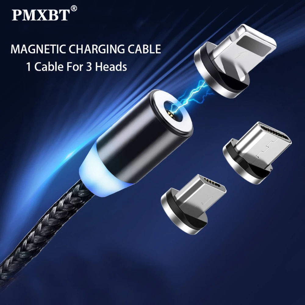 Магнитный кабель PMXBT для iPhone X Samsung быстрой зарядки Micro USB шнур магнитного
