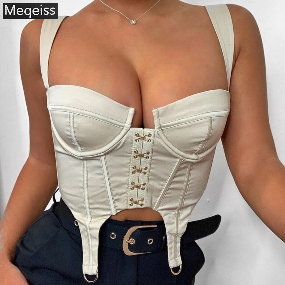 

New Sleeveless Fashion Hook Up Corset Crop Tops Female Fashion Underwear Backless Bustier Cropped Top Zipper Reverse camisole
