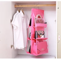 6 pocket hanging handbag organizer for wardrobe closet transparent storage bag door wall sundry shoe bag pvc with hanger pouch