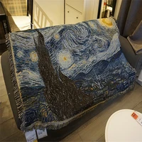 van gogh star blanket starry night thick throw bedroom carpet bedspread tablecloth tapestry home decor hanging blanket 120x150cm
