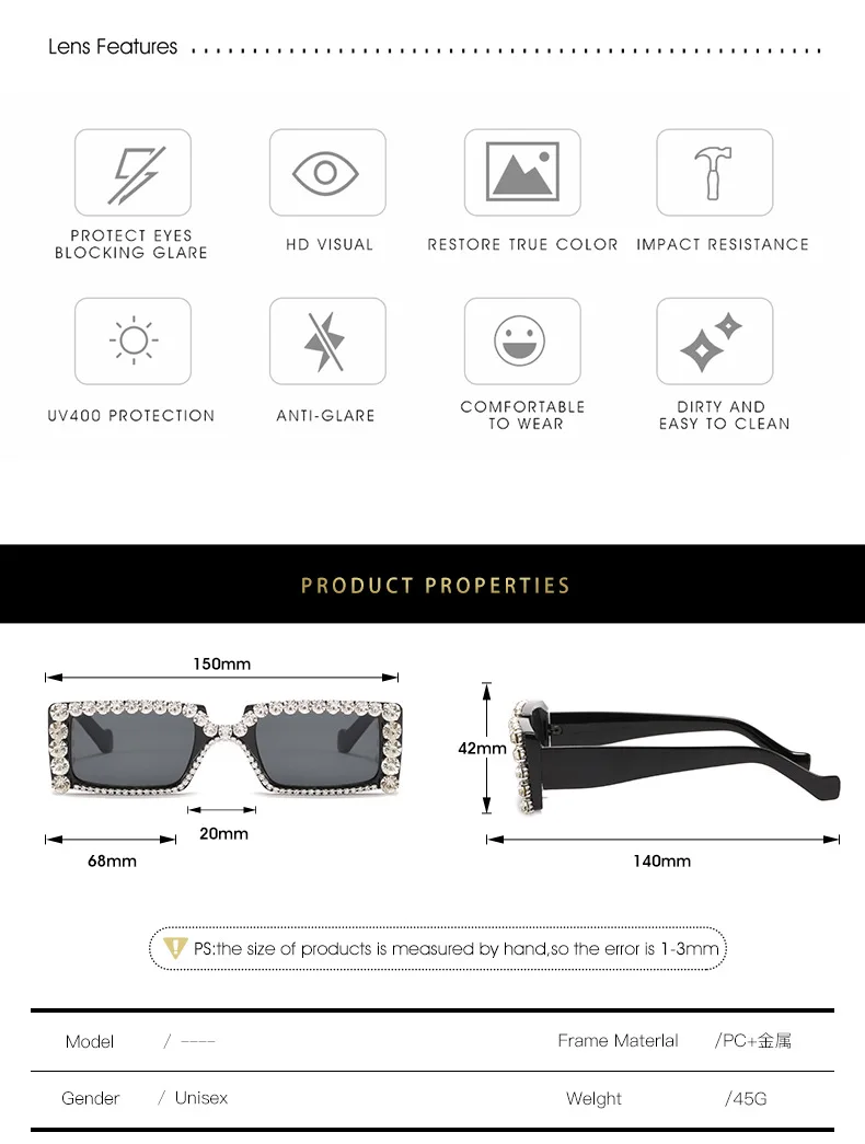 

2020 Vintage Diamond Sunglasses Women Luxury Square Sunglasses Men Rhinestone Sunglasses Steampunk Brand Designer Eyewear UV400