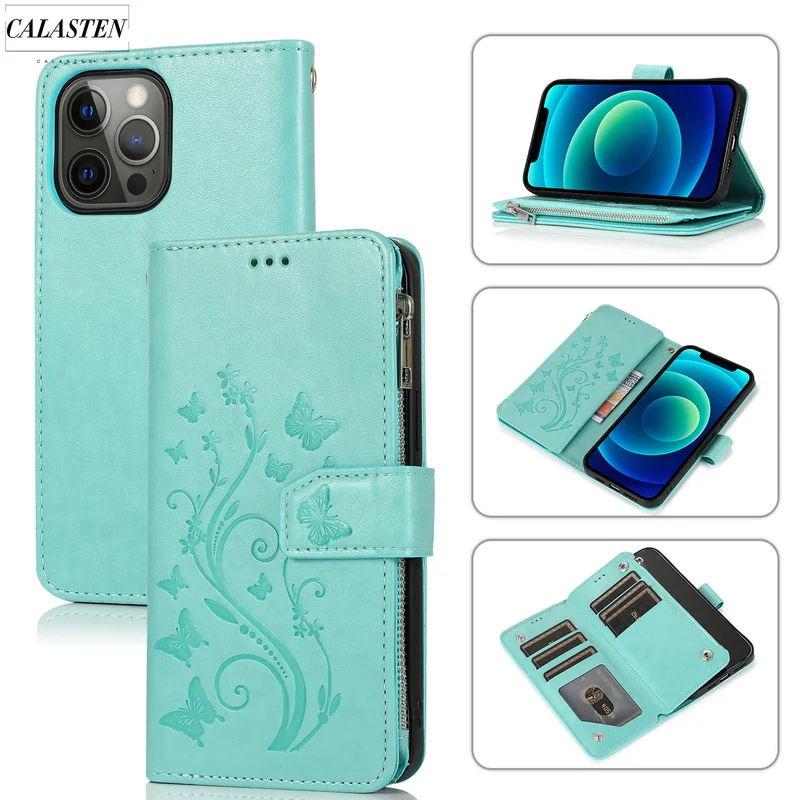 

Кожаный чехол-книжка с бумажником для Samsung Galaxy S21 S20FE S10 S9 S8 Plus S7Edge Note 20 Ultra 10Pro 9 8, чехол для телефона на молнии с бабочкой
