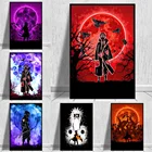 Плакат и принты японского поп-Аниме с изображением кровавой луны ниндзя, Картина на холсте, декоративные картины