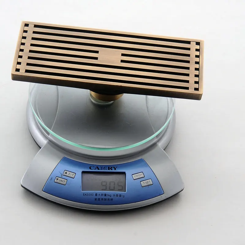 30cmx8cm Rectangle Brass Antique Brushed Carvd Drain Bathroom Kitchen Shower Room Porch Waste Strainer Floor | Обустройство дома