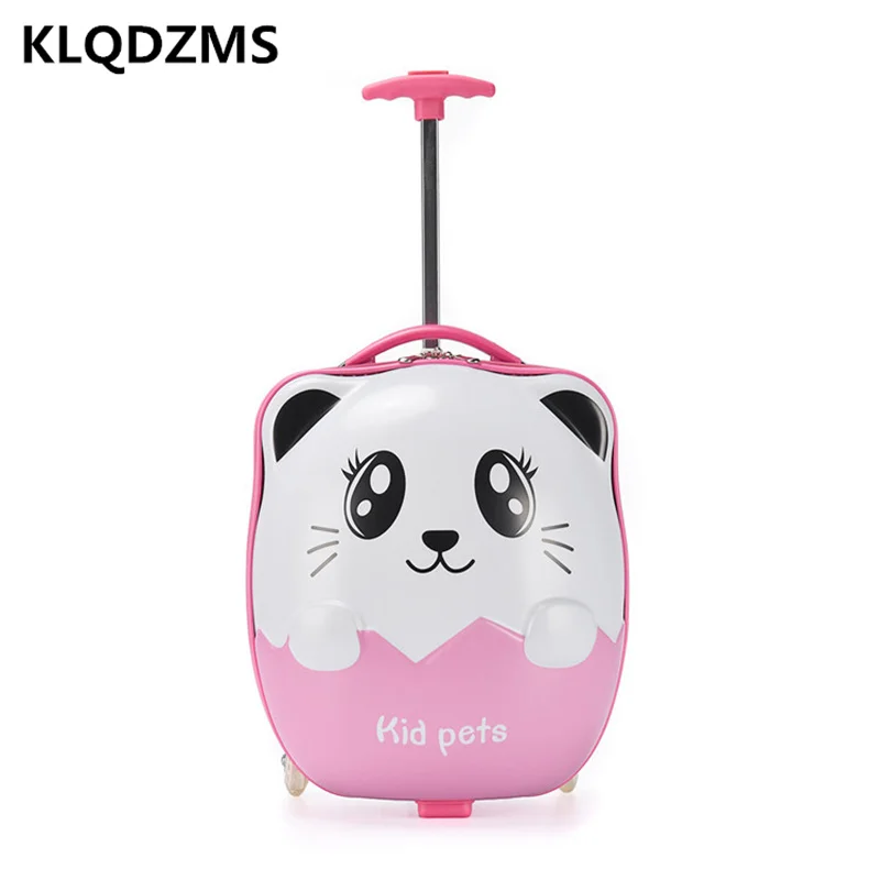 KLQDZMS New Children's Luggage 16 Inch Kids Spinner Rolling Suitcase Baby Trolley Case Boarding Luggage