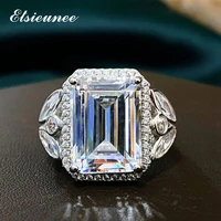 pansysen classic 100 silver 925 jewelry emerald cut simulated moissanite lab diamond ring wedding anniversary fine jewelry gift