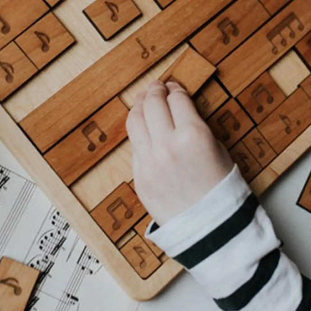 

1 Set Kids Puzzle Educational Musical Notes Patterns Wooden Motivational Jigsaw Initiation Toy for Gifts