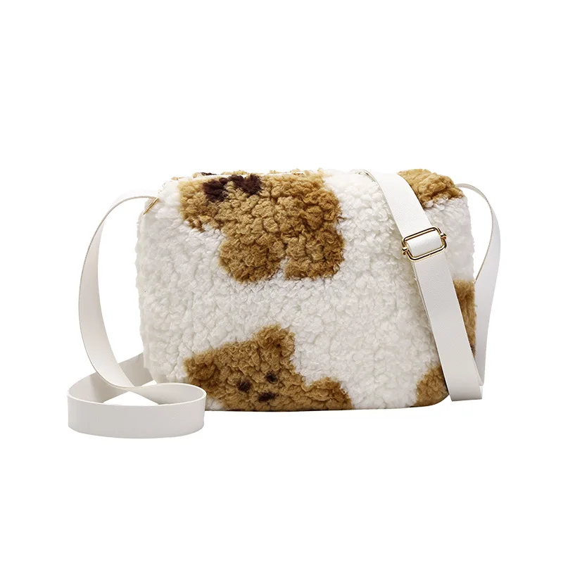 

Women Cute Bear Warm Plush Small Shoulde Bag Coin Purse New Autumn And Winter Cross Bags Wholesale Girls Lovely Gift