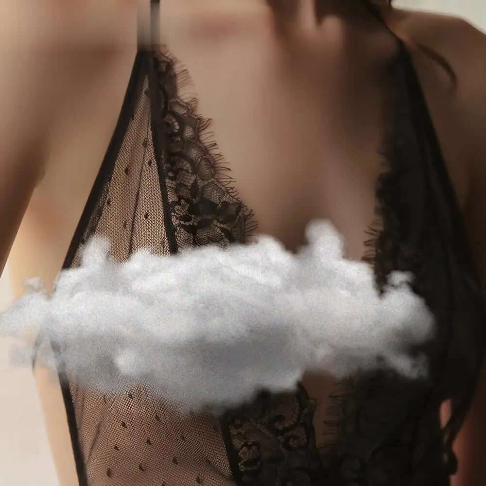 Сексуальное прозрачное Сетчатое кружевное волнистое женское черное нижнее