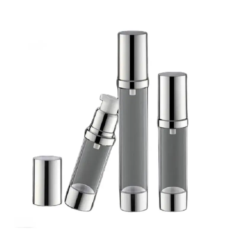 20 мл матовая безвоздушная бутылка с УФ-серебряным насосом и серебряной крышкой