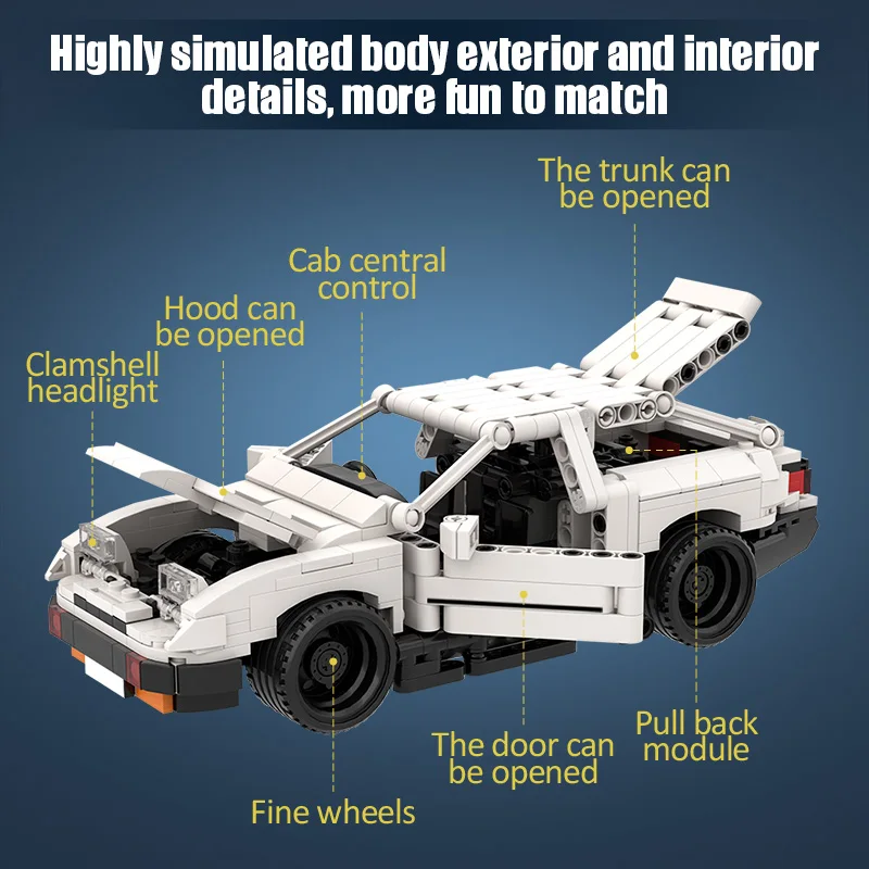 

City Creator Pull Back Mechanical Vehicle Building Blocks MOC high-tech Racing Car DIY Model Bricks Education Toys For Children