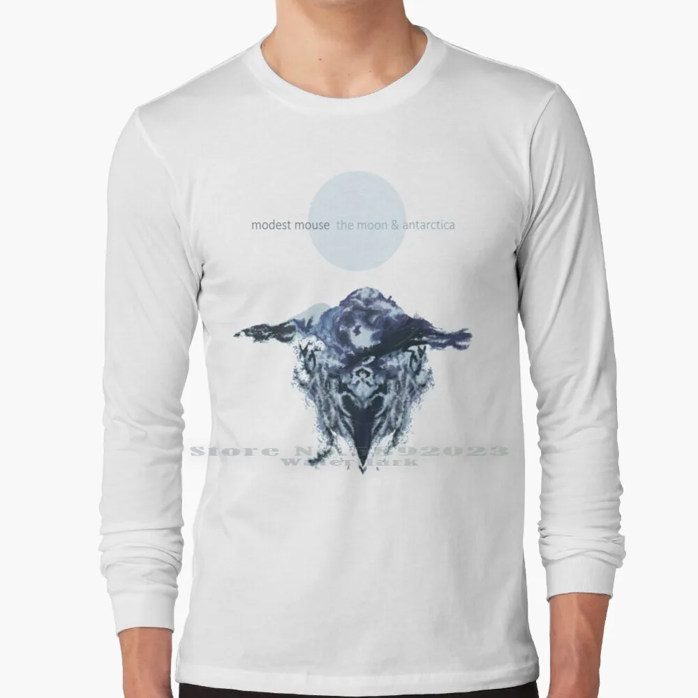 Футболка с длинным рукавом из 100% чистого хлопка изображением Луны и Антарктиды |