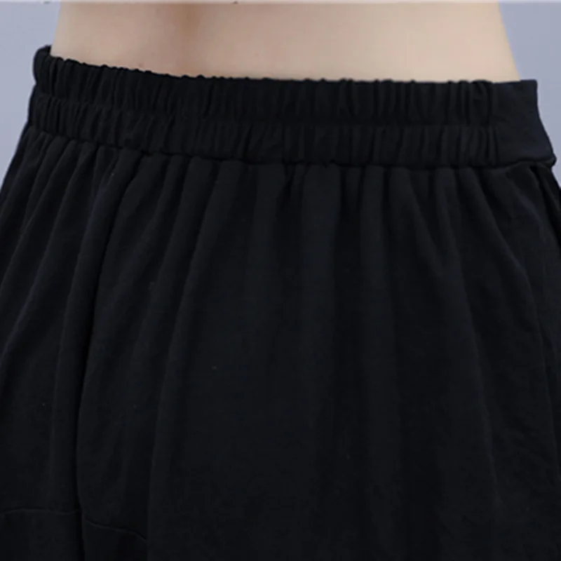 

Plus Size Women Clothing Two Piece Set Letter Character Print Short Sleeves Blouse Elastic Waist Cropped Trousers Women Outfit