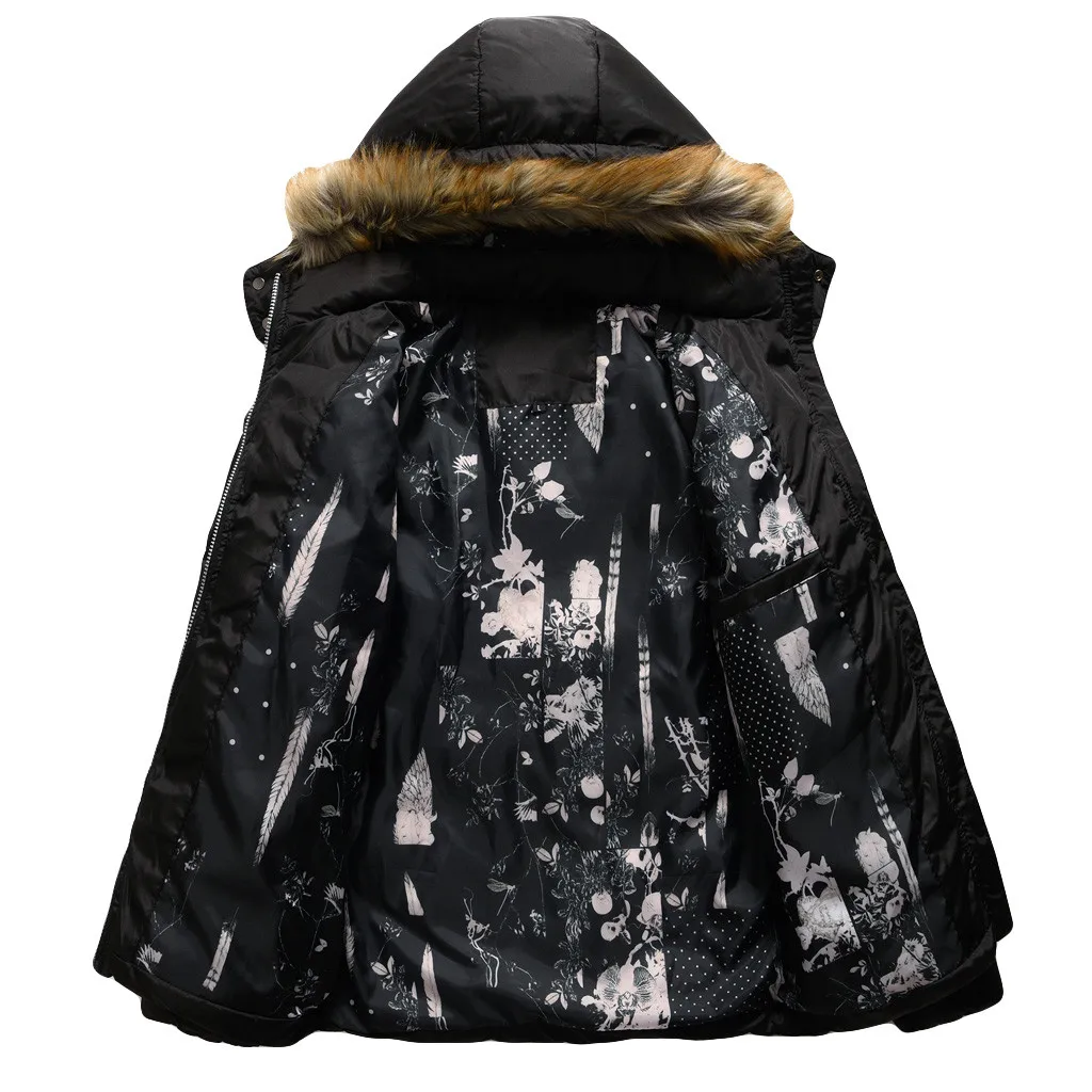 5XL размера плюс мужские зимние пальто и куртки с шапкой Повседневная