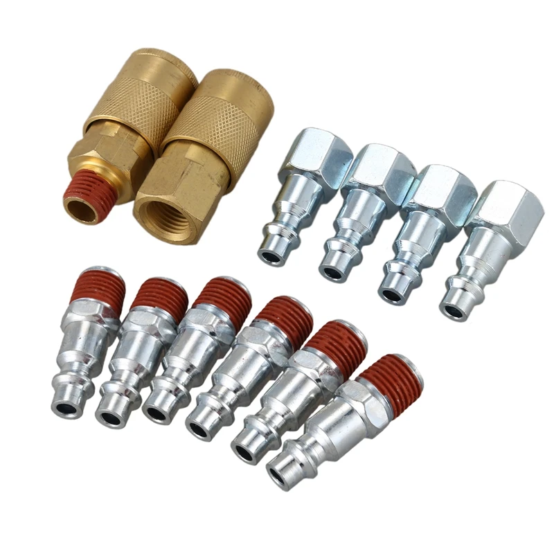 12 шт 1/4 дюйма промышленный Твердый латунный Быстрый Комплект для подключения