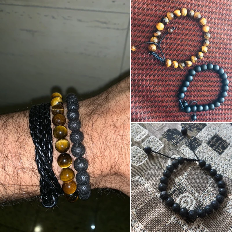 Дропшиппинг Новый Мода Тигровый глаз камень бусины браслет Синий Бирюзовый