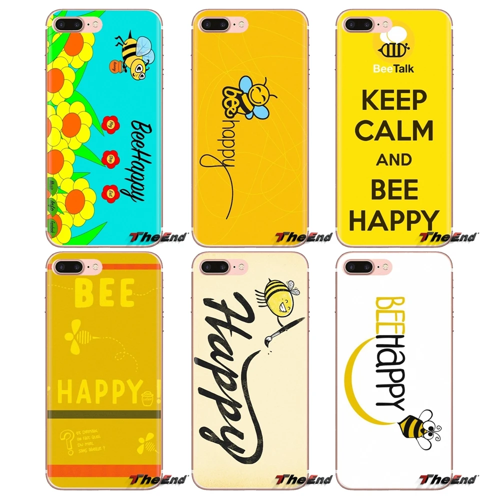 Cartoon Little Yellow Bee Happy Transparent TPU Covers For Samsung Galaxy J1 J2 J3 J4 J5 J6 J7 J8 Plus 2018 Prime 2015 2016 2017 |