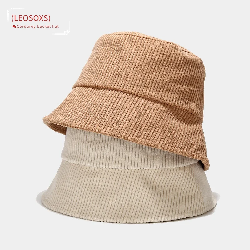 

New Corduroy Bucket Hat Women Panama Winter Autumn Warm Solid Streetwear Folding Travel Sun Cap Big Wide Visor Vintage Flat Hat