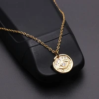 classic eye type full of diamonds necklace copper gold plated pendant choker stainless steel chain for women fashion jewelry