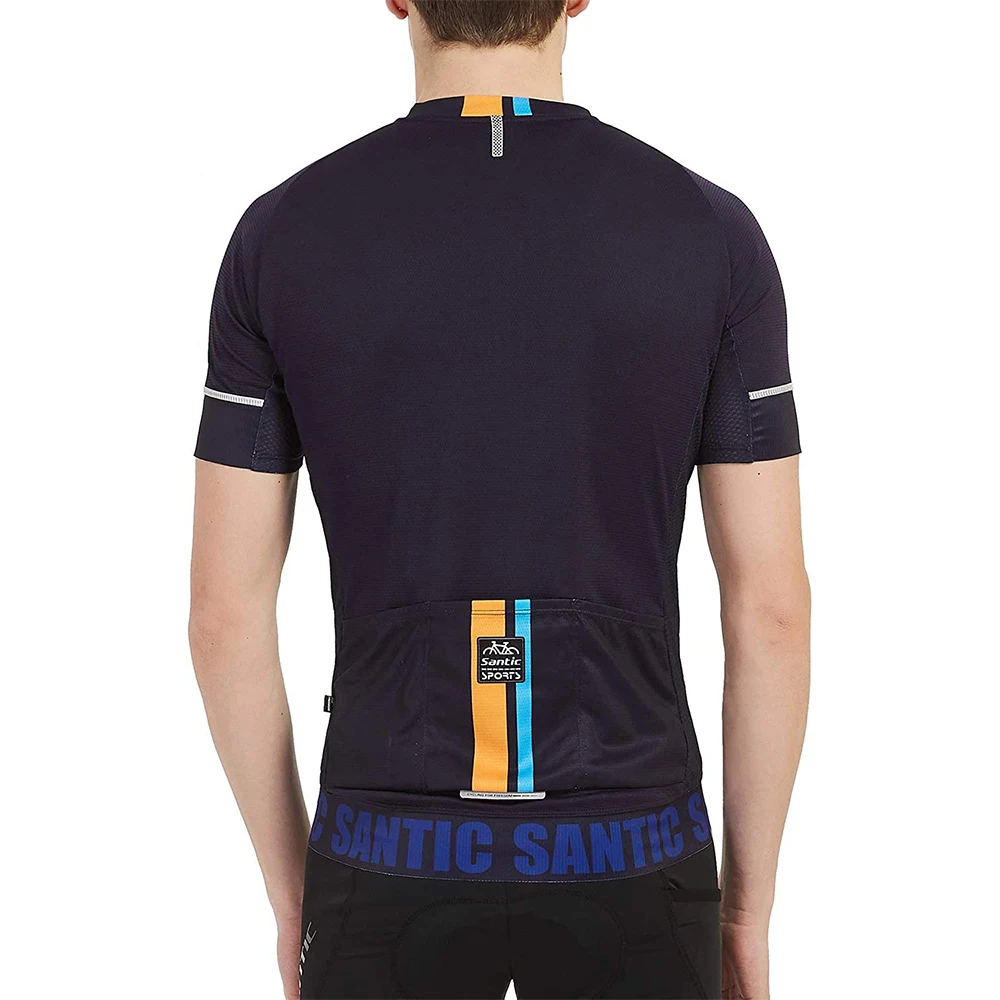 Футболка Santic мужская с коротким рукавом дышащая Нескользящая рубашка на молнии