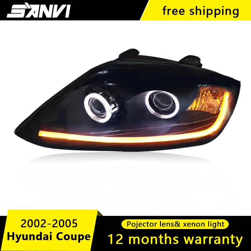 Sanvi Автомобильная фара в сборе для hyundai Coupe 2002-2006 с дальним и низким пучком HID проектор Объектив светодиодный DRL