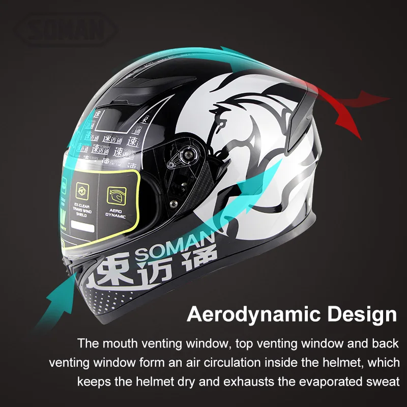 SOMAN 960 ECE утвержденный гоночный мотоцикл шлем с полным лицом уличный велосипед Verspa