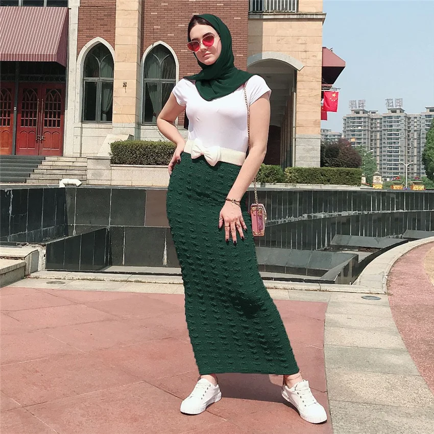 Мусульманская женская юбка облегающее эластичное длинное платье карандаш макси