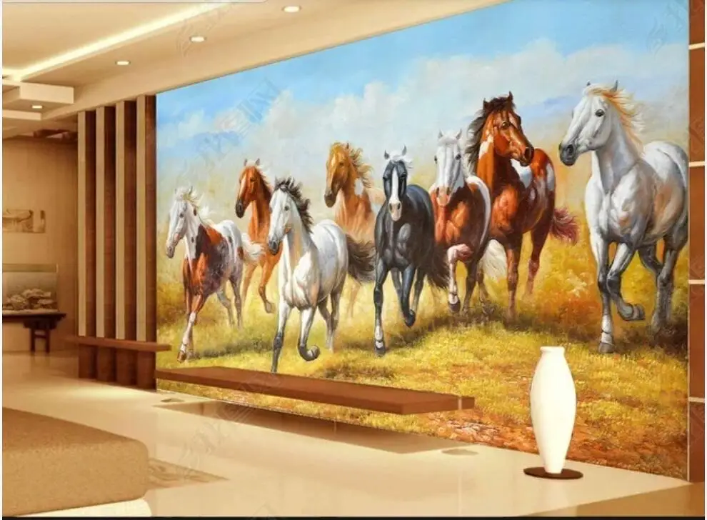 

3d photo wall paper custom mural The eight horses running in the grassland living room Wallpaper for walls in rolls home decor