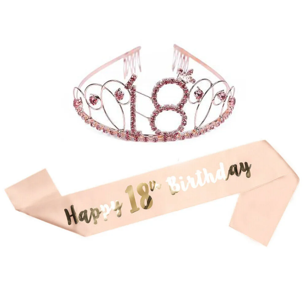 Тиара со стразами в виде короны украшение на годовщину рождения с атласным