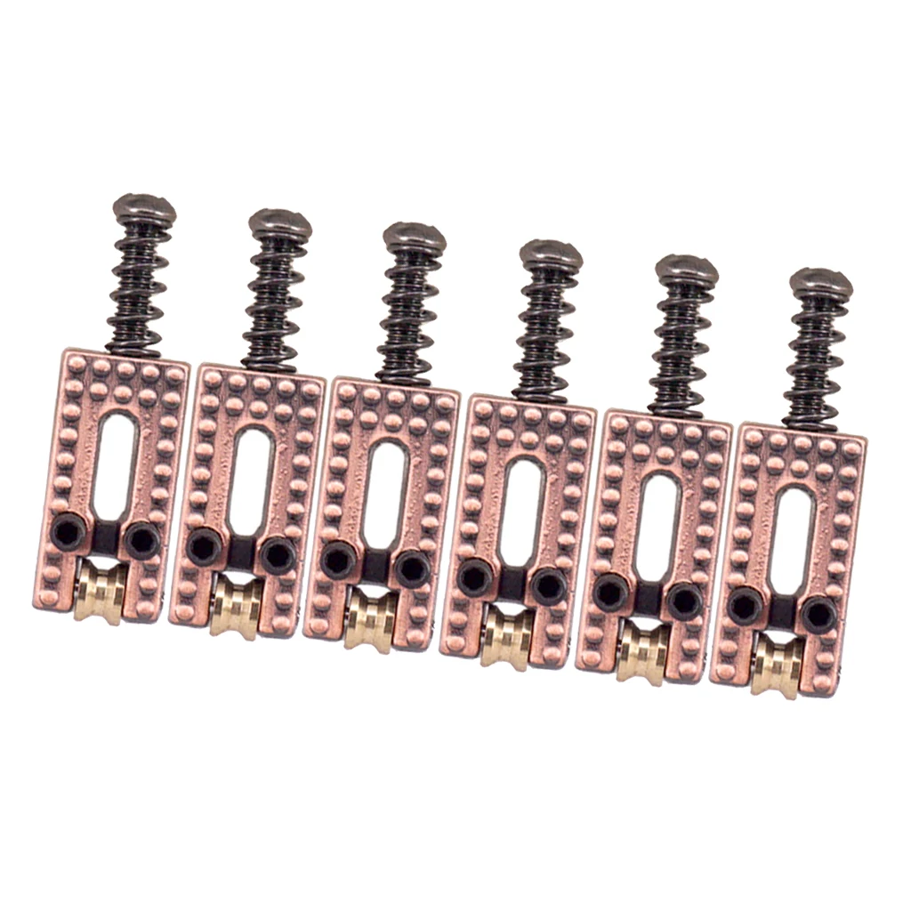 

6 Pack Red Copper Roller Tremolo Bridge Saddles for Stratocaster Telecaster