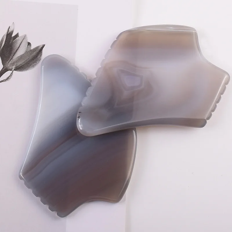 Скребок Agate Gua Sha натуральный камень пилообразный инструмент для лифтинга лица